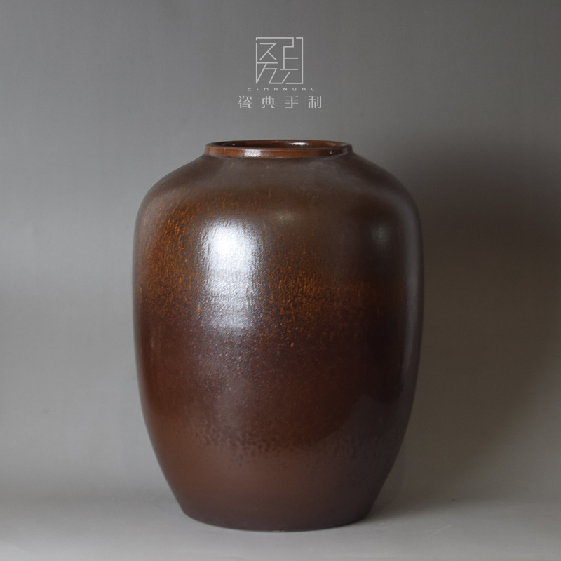 手工粗陶罐花瓶摆件现代