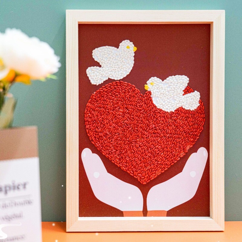 七一党节日手工五谷画粮食画非遗diy材料包粘贴豆子爱国主义教育