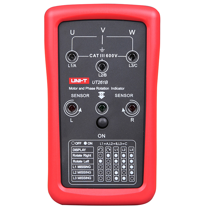 优利德 相序仪 马达转向仪UT261B 400Hz测试频率LED缺相指示