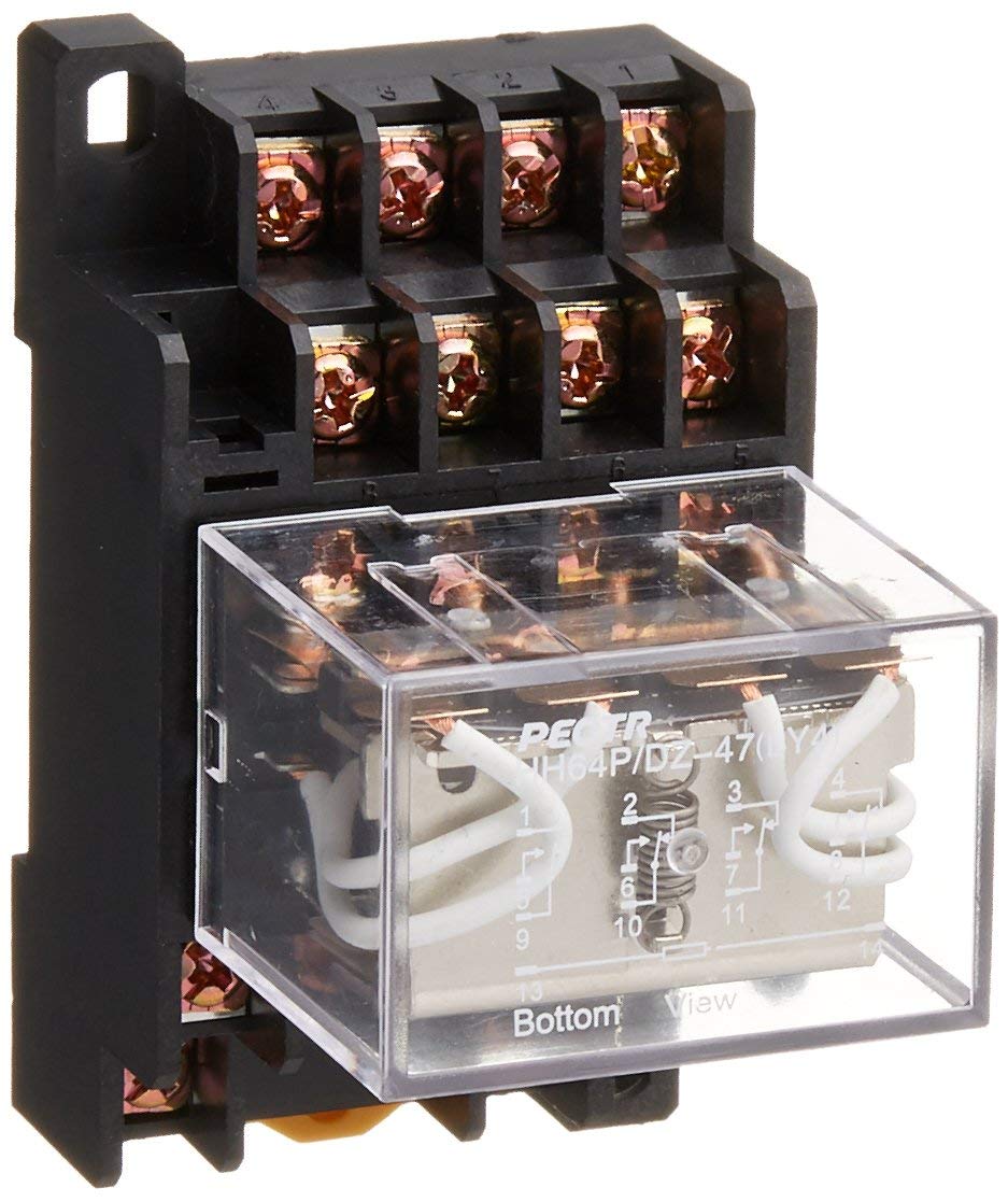 HH64P小型继电器220v中间继电器12V 24v继电器 带PTF14A底座14脚