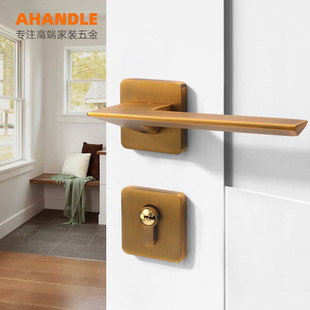 意式 轻奢房门锁室内卧室门把手静音房门锁家用磁吸分体锁具通用型