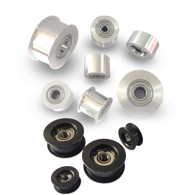替米思米型同步轮平皮带用惰轮导向滚滑轮法兰型圆弧型尺寸可定制