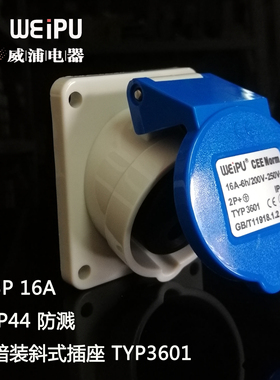 TYP3601/3618/3623/3801/3818/3823 暗装斜式插座 IP44工业防水