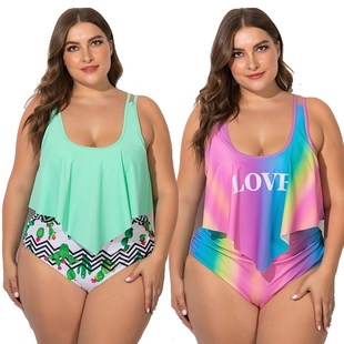 big Plus Size Swimwear bikini Women Swimsuit fat swim wear o