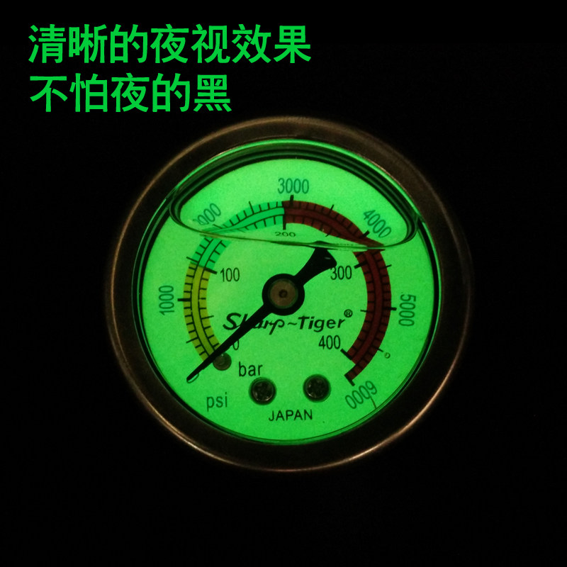 高压打气筒压力表30mpa打气机压力表设压力表40MPA夜光表精准进口