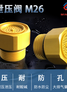 金属铝合金M26自动解压排气泄压阀防水防尘 开启压力0.1-200KPa