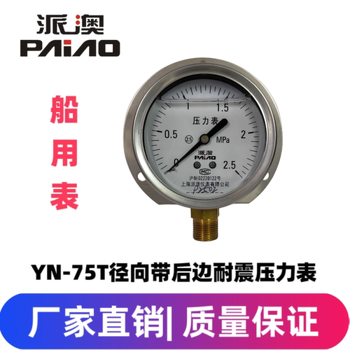 派澳仪表YN75T耐震压力表不锈钢水压气压油压 1.6  2.5MPa  G3/8