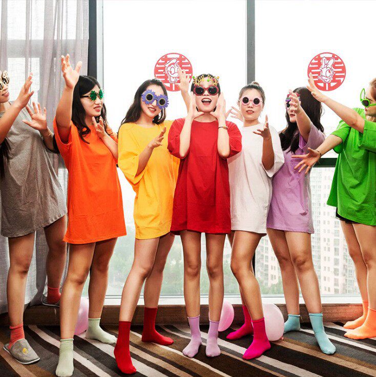 新款闺蜜装夏季彩色t恤伴娘姐妹团糖果色短袖聚会学生班服体恤女