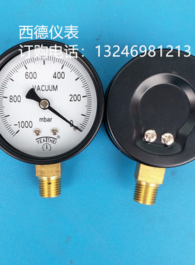 铁壳烤黑漆 60mm直立式-1000mbar~0真空负压表 真空表 负压表