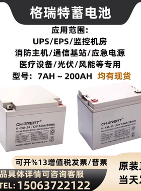 格瑞特蓄电池6-FM-12V7A12A20A24A38A40A55A65A100A120AH 直流屏