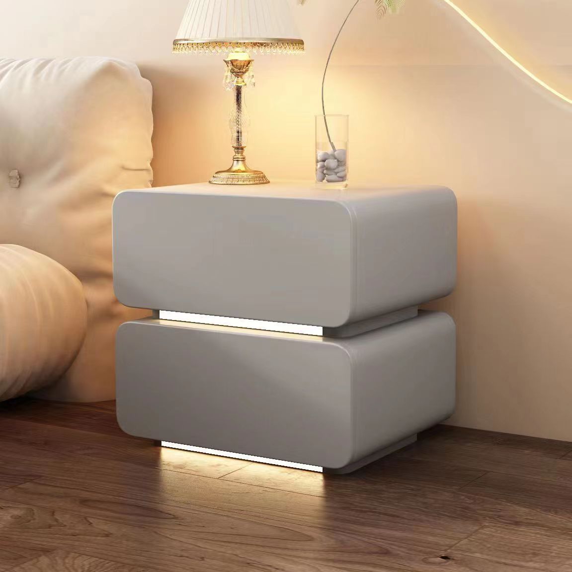 床头柜带灯奶油新款创意