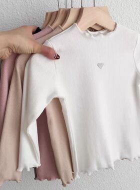 秋季宝宝白色打底衫女纯棉婴儿圆领单件秋衣女童长袖t恤百搭上衣