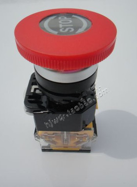 上海港博蘑菇头急停自锁 LA38 LA239A-11ZS STOP按钮开关带警示圈