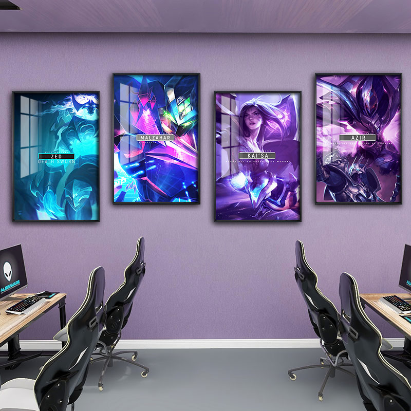 英雄联盟挂画电竞房间酒店网吧游戏公寓装饰画LOL亚索卡莎壁画