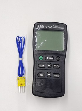 台湾泰仕TES-1319A温度计大屏幕测温仪K型表面液体空气探头测量仪