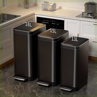 不锈钢夹缝垃圾桶家用客厅厨房卧室轻奢脚踩式带盖子大容量卫生间