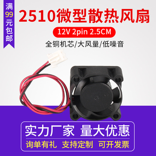 3D打印机diy配件 2510超小散热风扇 12V直流 2pin 2.5CM 25x25x10