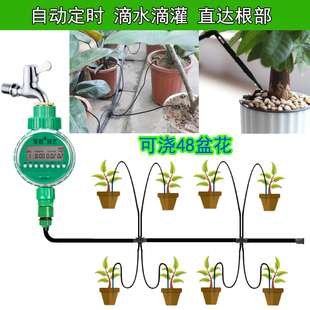 家用阳台定时花盆多肉植物盆栽滴箭自动滴水器滴灌地插喷头浇水器