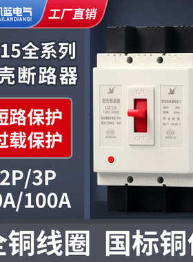 塑壳断路器DZ15-40/390空气开关2P3P4P32A40A63A100A三相总闸380V