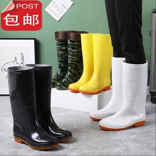 中高筒雨鞋男士耐磨工作水靴短筒套鞋低帮牛筋底防滑塑胶种田水鞋