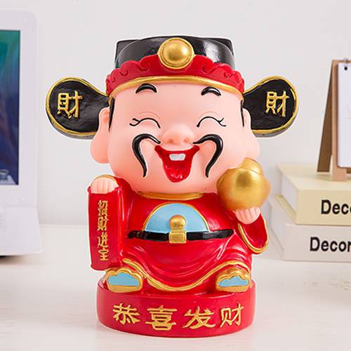大号创意财神爷存钱罐招财进宝储蓄罐防摔储钱罐家具创意摆件礼品