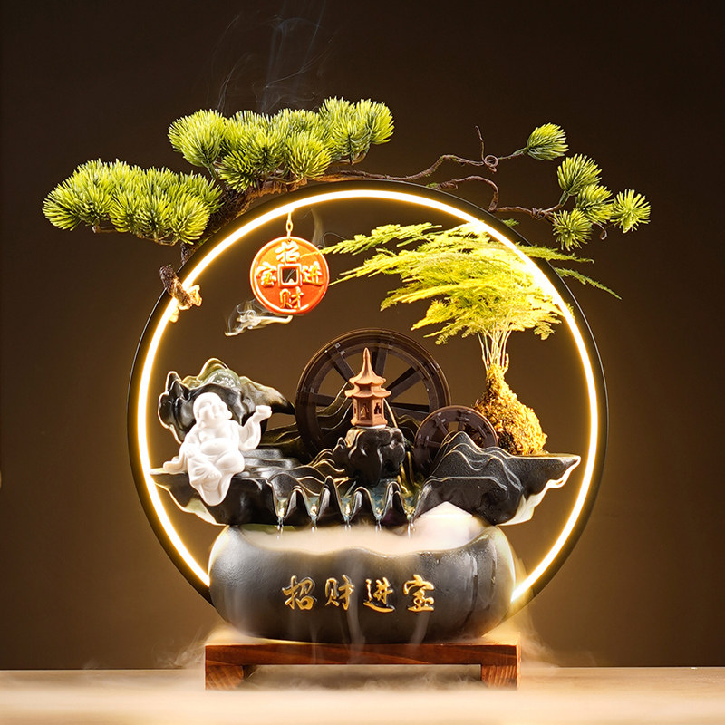 招财进宝流水生摆件循环