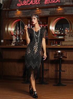 1920s Flapper Roaring Embellished Art Deco Great GatsbyDress
