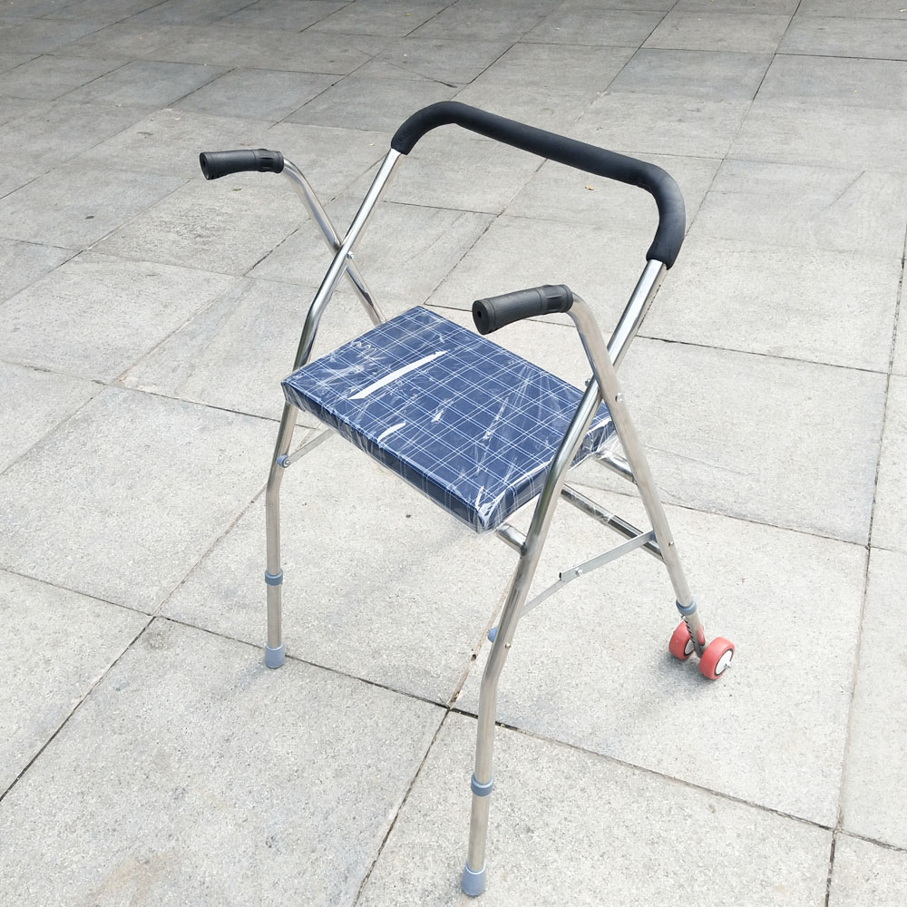 老年助行器带轮带座助步可推可坐残疾人下肢训练辅助行走老人学步