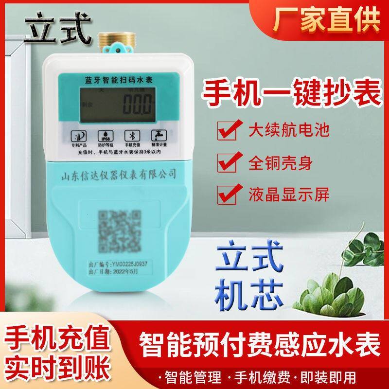 立式蓝牙充值扫码水表出租屋智能水表家用无需抄表国标4分6分公寓