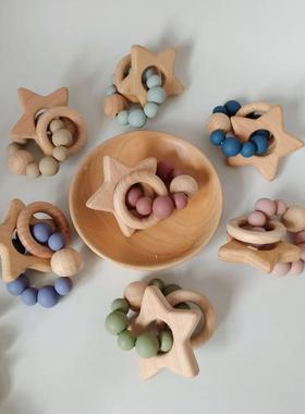 1pc BPA Free Silicone Baby Teether Heart Shape Baby Wooden R