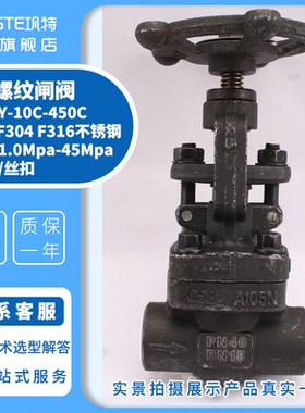 锻钢内螺纹闸阀Z11H/Y-16C40C64100C-450C高温高压丝扣内丝闸板阀