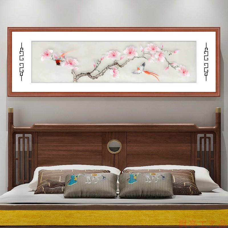 苏绣成品挂画真丝纱床头客厅背景墙刺绣装饰画鸿运当头