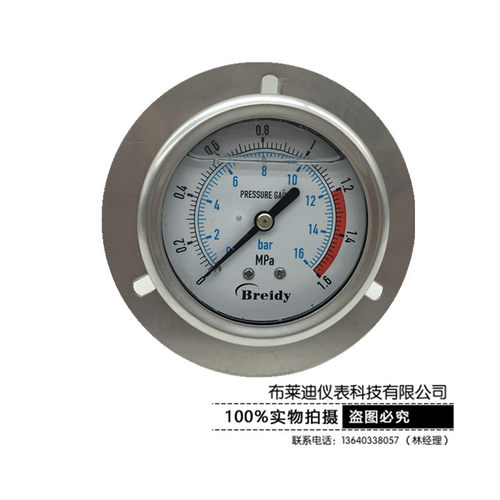 轴向带边耐震压力表液油