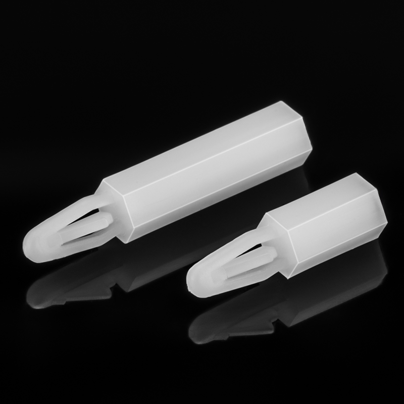 飞机头扣式六角尼龙柱插销式间隔柱塑料内螺纹隔离柱垫高柱M3M4