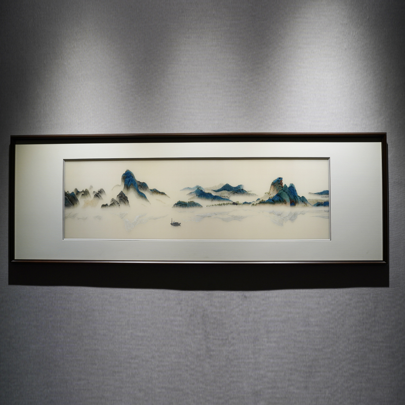 刺绣画苏绣成品挂画千里江山客厅餐厅玄关走廊纯手工新中式装饰画图片