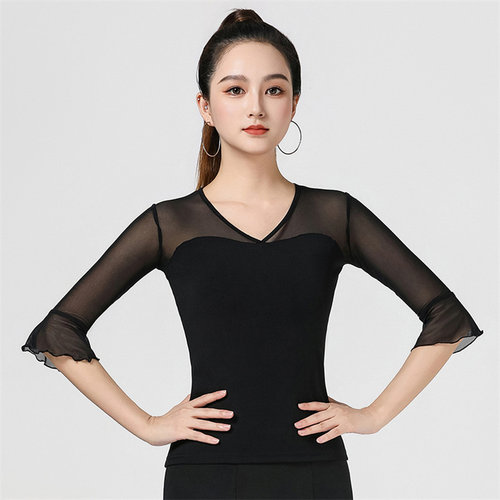 拉丁舞蹈服女上衣练功跳