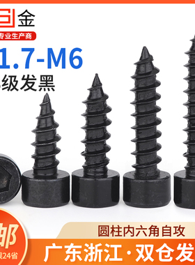 黑色8.8级内六角自攻螺丝HA高强度音箱喇叭木螺丝钉M2M3M4M5M6mm
