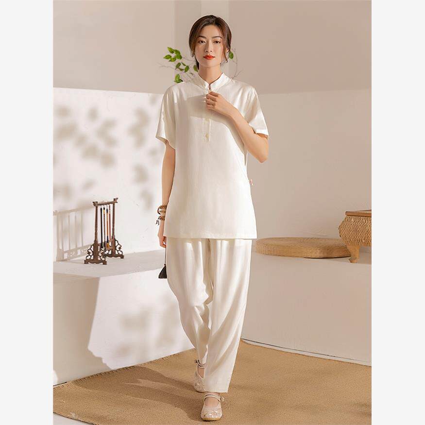 棉麻居士服女款禅修服套装高级禅意宽松打坐修行服茶服男中式素衣