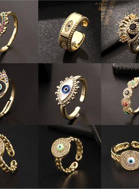 欧美时尚彩色滴油锆石戒