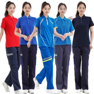 加油站工作服夏季短袖纯棉中国能源石油石化polo衫防静电工作服