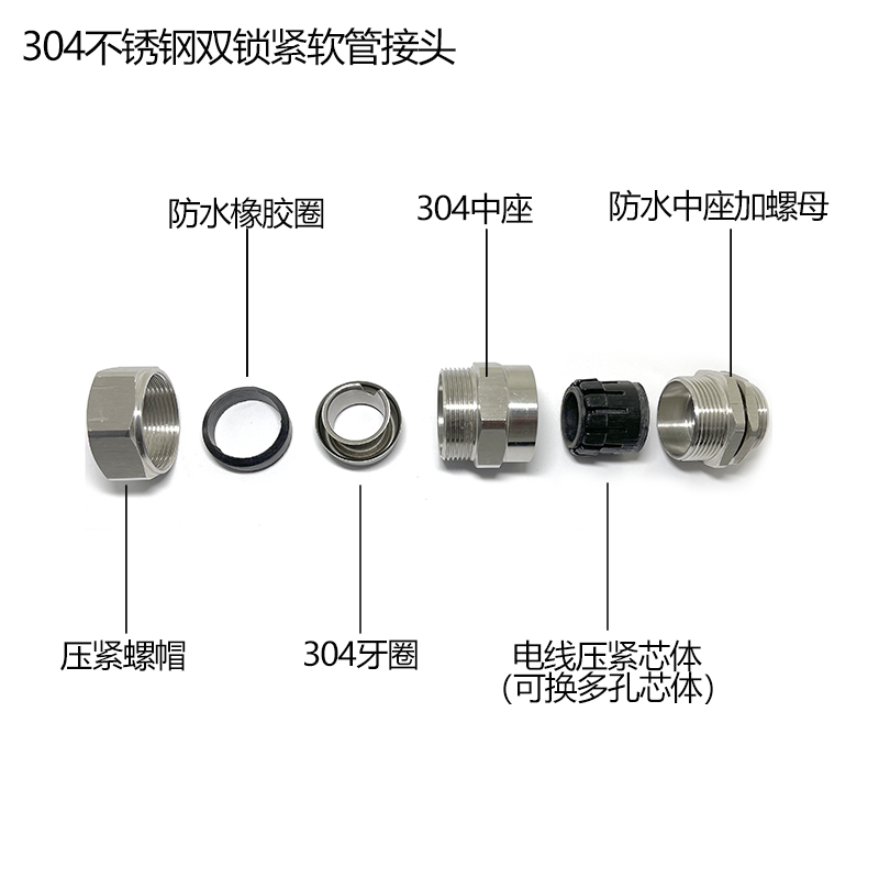 铸江不锈钢双锁紧软管接