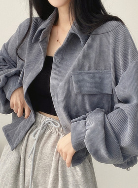 2022 Autumn Jacket Women Corduroy Thickened Shirt Coats Lady