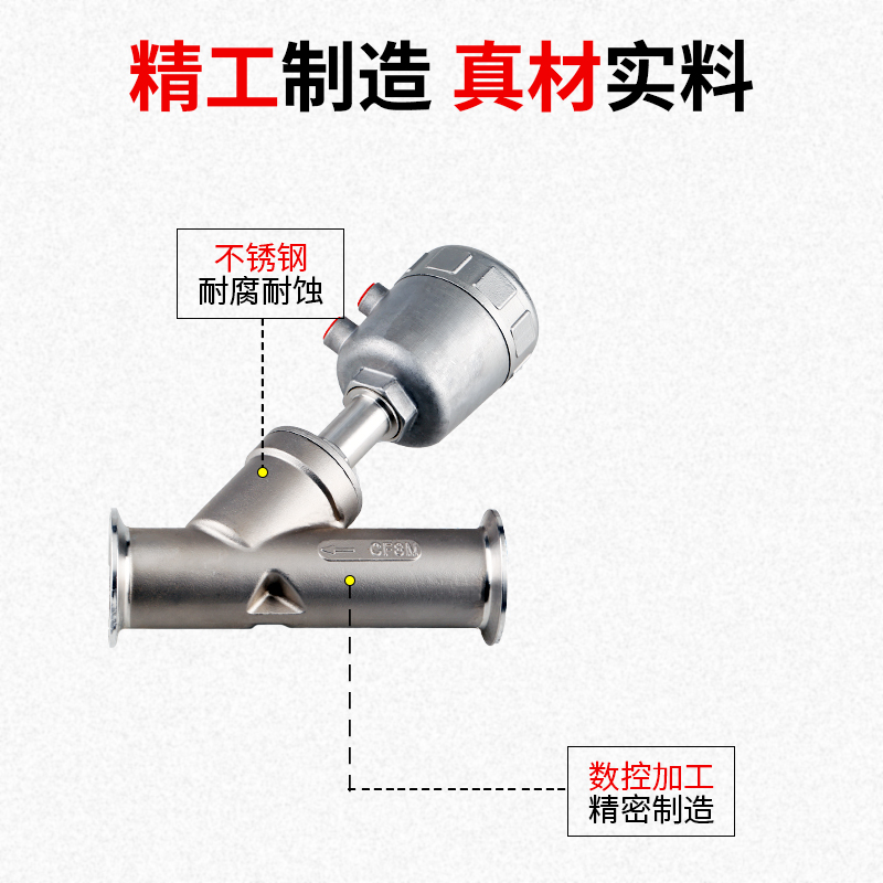 气动快装角座阀不锈钢卡