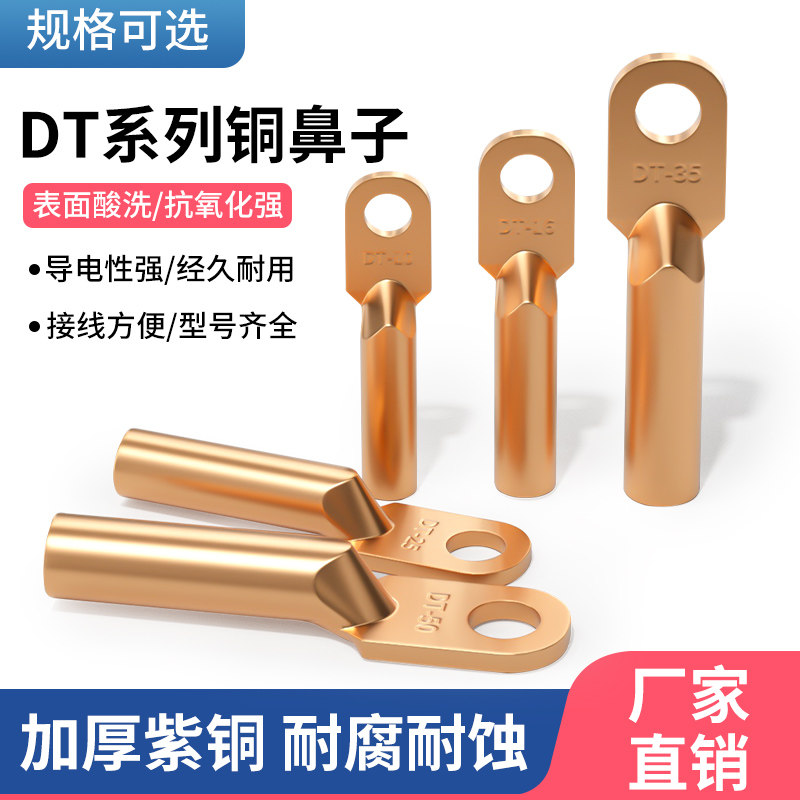 铜鼻子dt10-25-70-95纯铜紫铜接线端子镀锡压线接头电线电缆线耳,农用物资,苗木固定器/支撑器,淘宝优惠券,粉丝福利购,淘宝优惠卷
