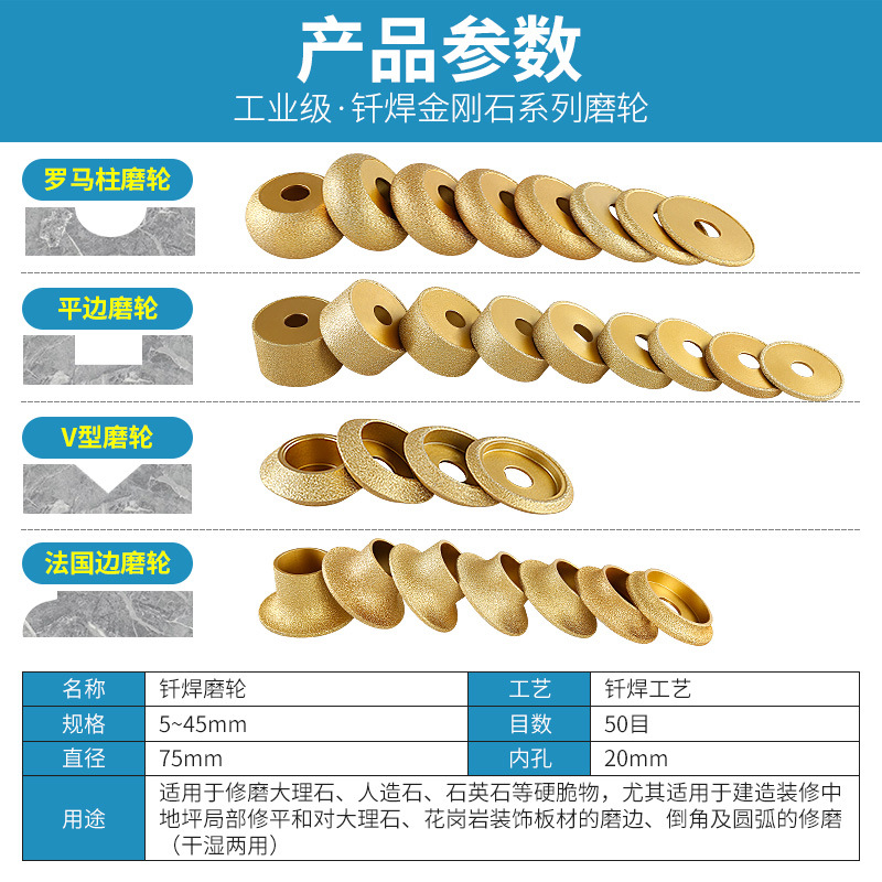 金刚石法国边半圆钎焊磨