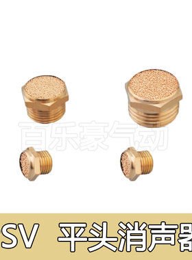 电磁阀平头消声器SLM-01/02/03/04 全铜平头消音器1分2分3分4分