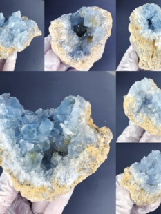 马达加斯加天青石原石水晶天然矿物晶体矿石标本蓝色宝石奇石摆件