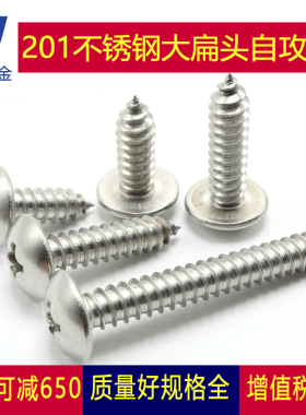 M3M4M5M6 201不锈钢TA十字大扁头自攻螺丝尖尾*x10x16x20x25x30mm