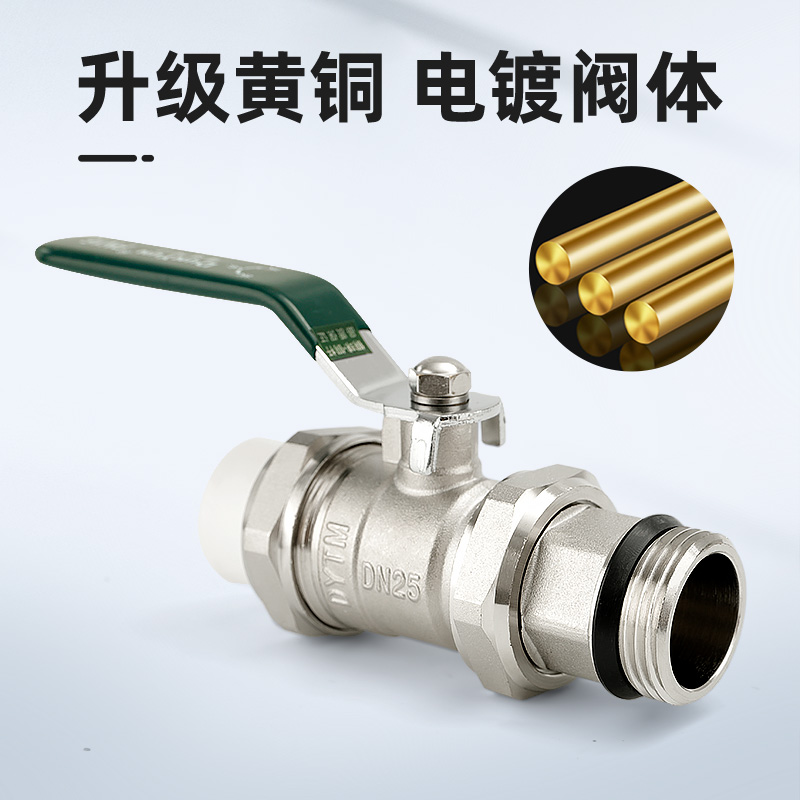 全铜加厚PPR外丝双活接球阀太阳能水管变径直通分水阀热熔管阀门