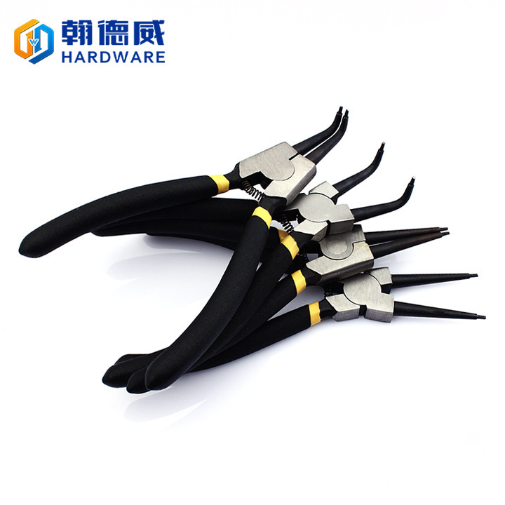 7寸卡簧钳子内用外用卡环钳内外卡多功能直头小卡黄钳弯头挡圈钳